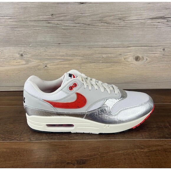 Nike Air Max 1 Premium SE Hot Sauce Mens Size 9Metallic Silver HF7746 100 - Picture 3 of 5